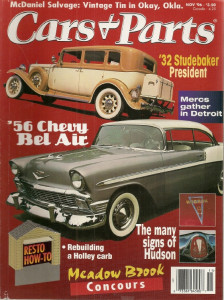 CARS & PARTS 1996 NOV - 56 BEL AIR, 32 PRESIDENT, 100 YEARS OF AUTOS